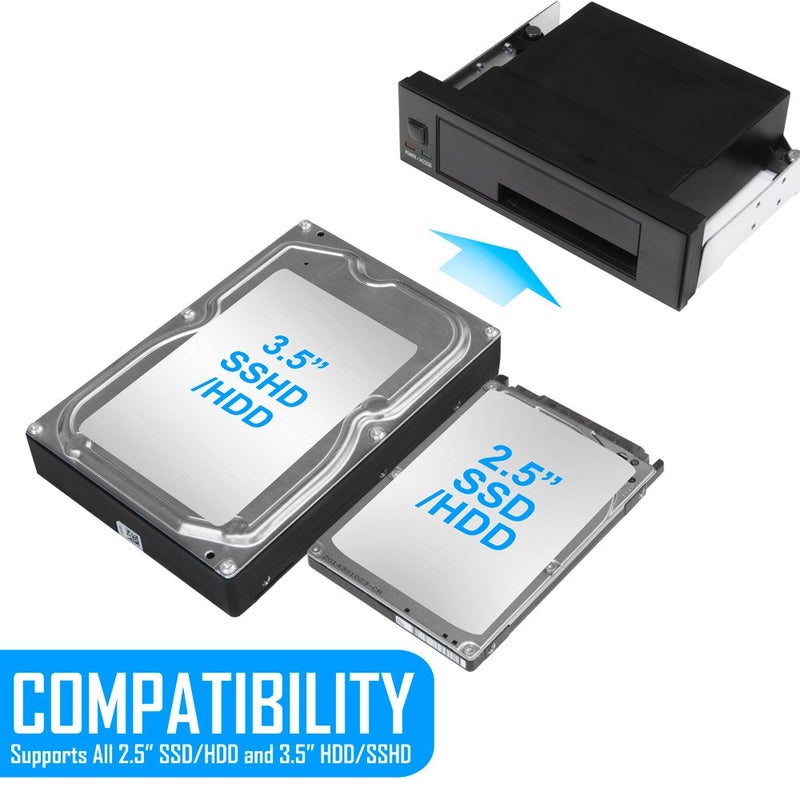Kingwin Universal Hot Swap Mobile Rack for 2.5â€ or 3.5â€ SSD/HDD, Internal Tray-Less SATA Hard Drive Backplane Enclosure, Support SATA I/II/III - Image 4